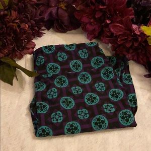 Turquoise Purple and black LulaRoe leggings